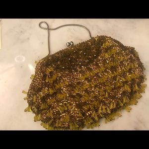 Vintage chartreuse beaded purse